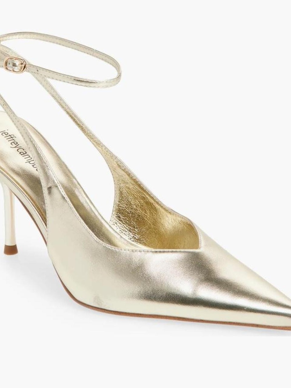 NWT Jeffrey Campbell Metallic Gold Pointed-Toe Ankle-Strap Pump